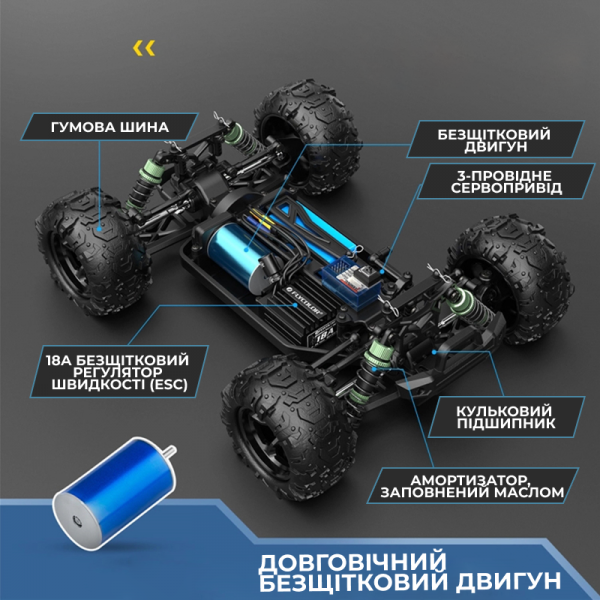 Машинка на пульте KF19 детский внедорожник 4WD, масштаб 1:18 4WD до 40 км/ч полноприводный монстр-трак