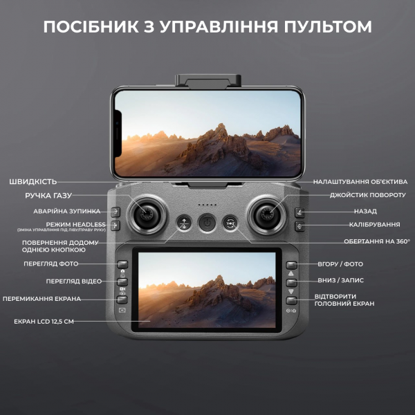 Квадрокоптер AE S156 с камерой 2K и FPV, экран на пульте, начинающий дрон