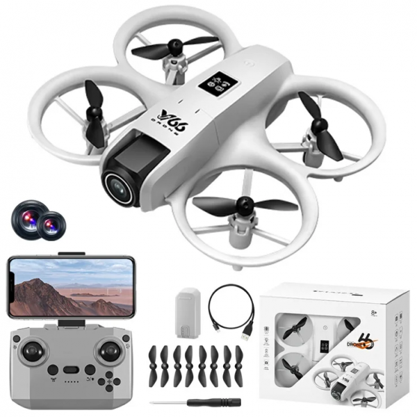 Мини квадрокоптер V66 дрон с HD камерой mini drone, до 200 м. до 12 мин полета