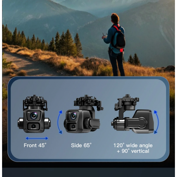 Квадрокоптер KF100 MAX с 4K камерой, GPS, лазерным обходом, 3-осевым подвесом, пультом с экраном, до 6 км, FPV