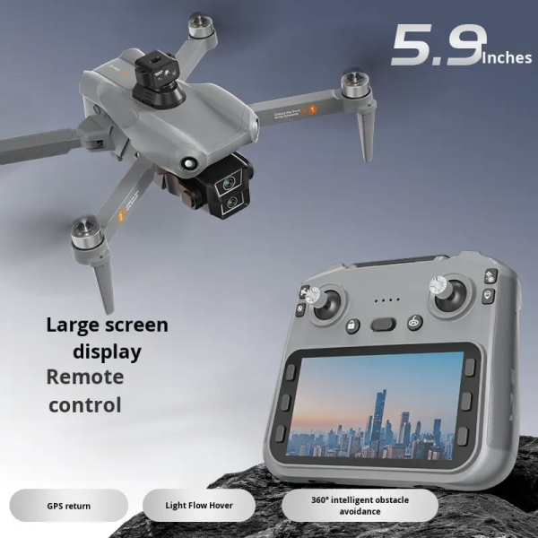 Квадрокоптер L300 ULTRA MAX с GPS и 4K камерой – до 50 мин полета Дрон с пультом с экраном 5.9" / 2 аккумулятора