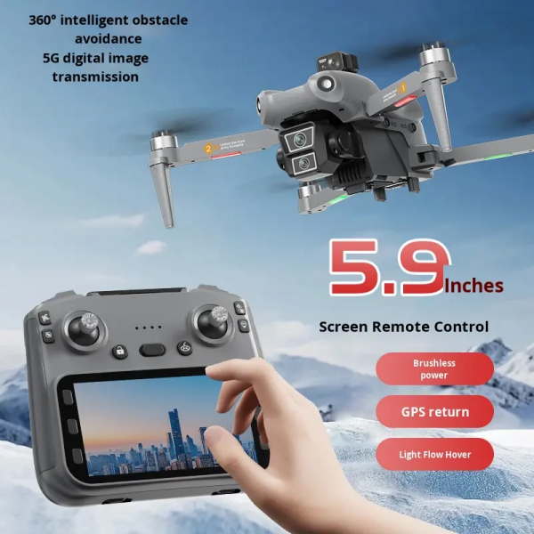 Квадрокоптер L300 ULTRA MAX с GPS и 4K камерой – до 50 мин полета Дрон с пультом с экраном 5.9" / 2 аккумулятора