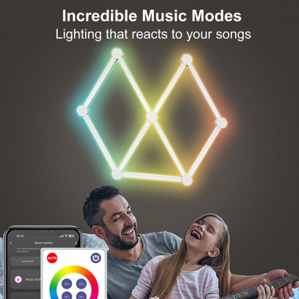 Модульный настінний світильник LED RGB 5V SAL-014B 9pcs Bluetooth USB with app