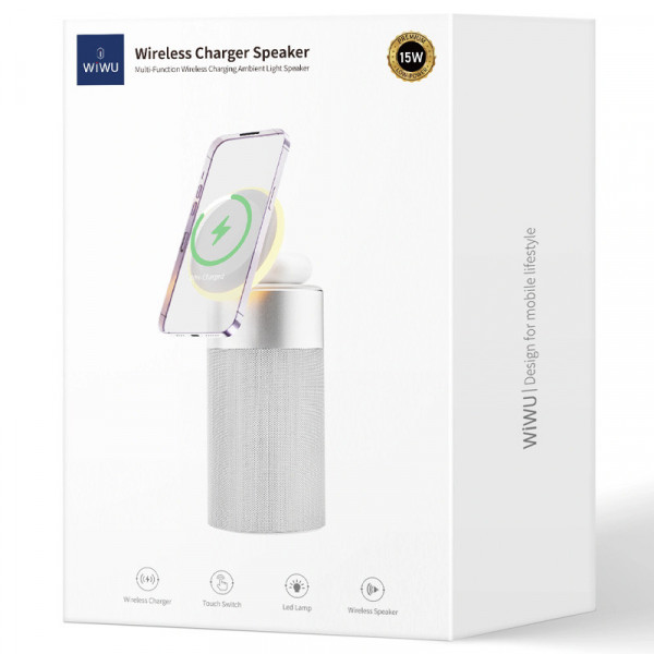 Уцінка БЗП WIWU Wi-W022 3 in 1 Wireless Charger+Bluetooth Speaker