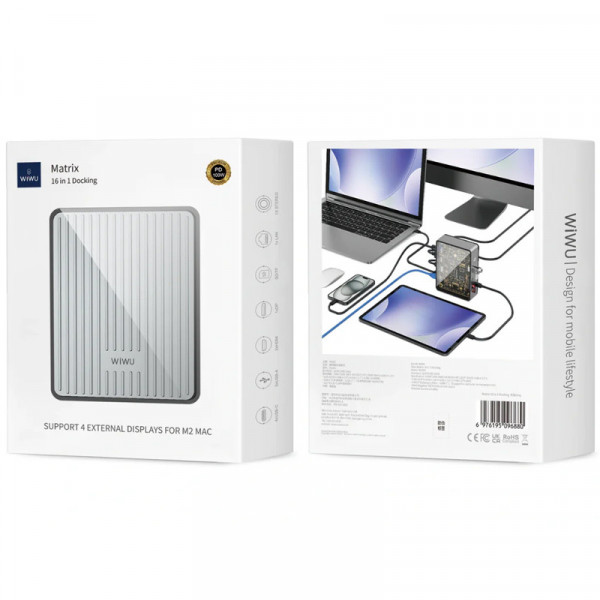 Уцінка Перехідник HUB WIWU Matrix docking station 16in1 W1601