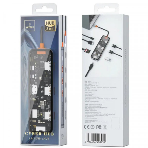 Уцінка Перехідник HUB WIWU Cyber hub CB008 8 in 1