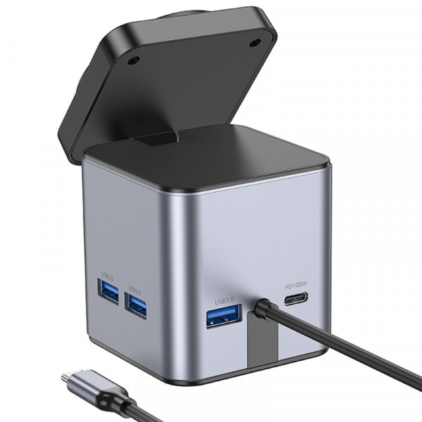 Перехідник HUB Hoco HB49 Effortless 9in1 100W з БЗП