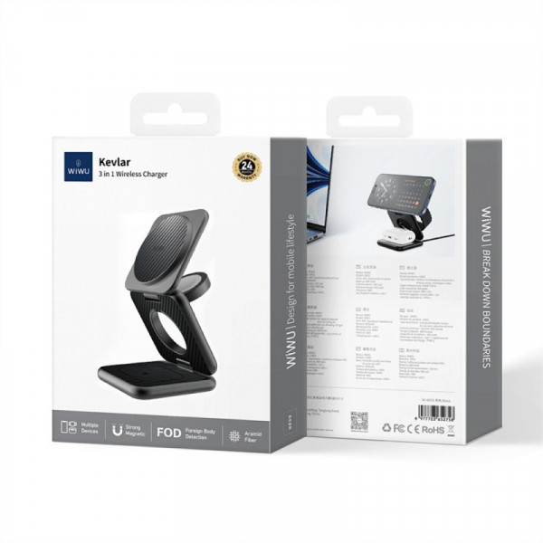 БЗП WIWU Wi-W035 Kevlar Mag Go 3 in 1 wireless charger