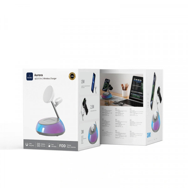 БЗП WIWU Wi-W036 Aurora 3 in 1 wireless charger