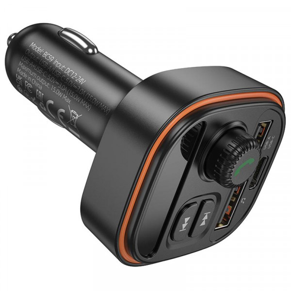 АЗП FM модулятор Borofone BC59 Heroic (2USB-A/1C)