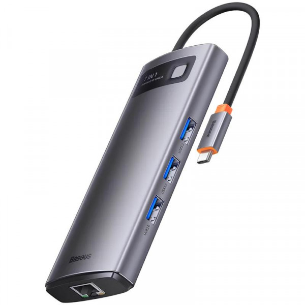 Перехідник HUB Baseus Metal Gleam Series 7-Port Clarity (Type-C to HDMI+USB3.0*3+PD+SD/TF) (B000307)